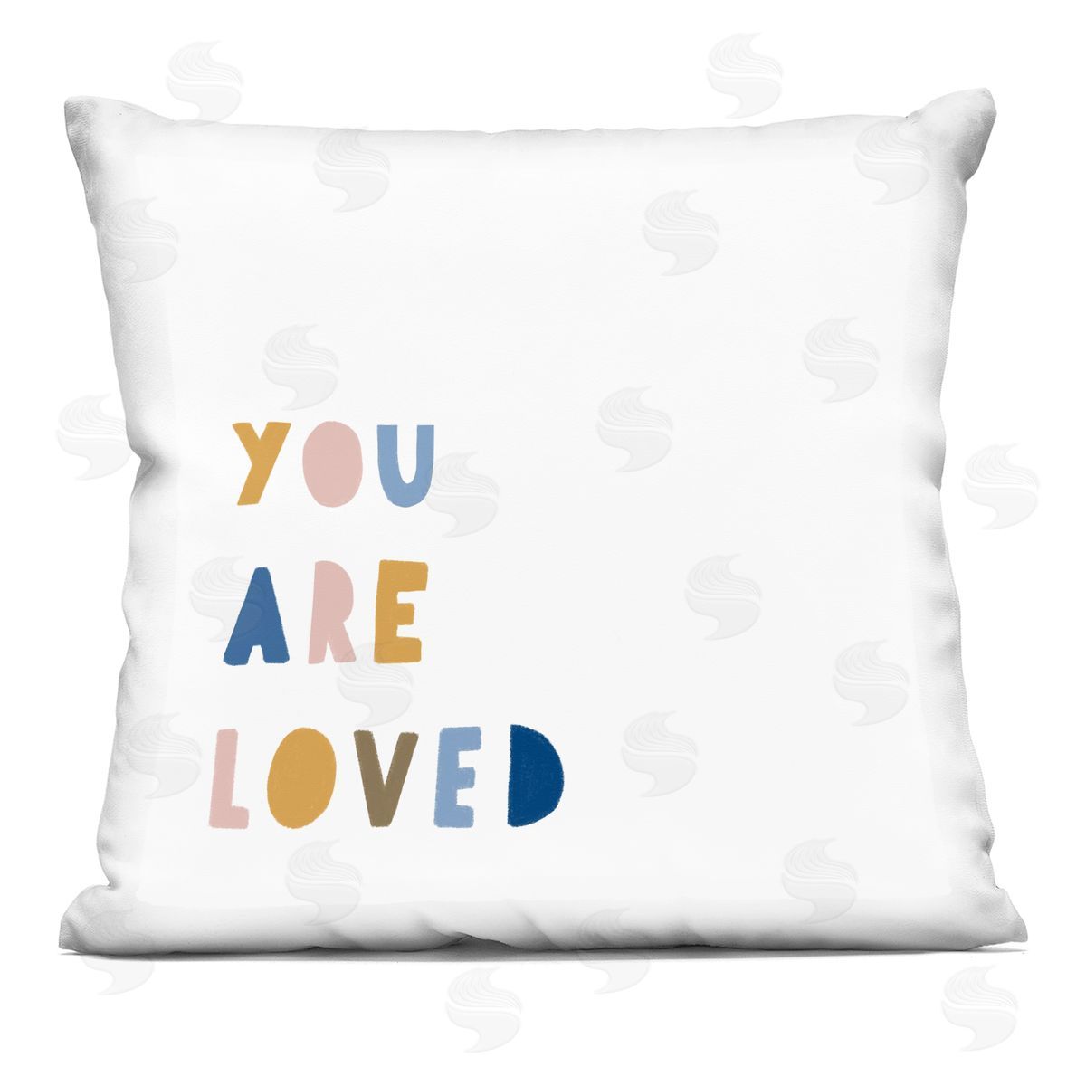 You Are Loved Motivational Kids Block Typography Decorative Printed Pillow, Home Decor by Leah Straatsma