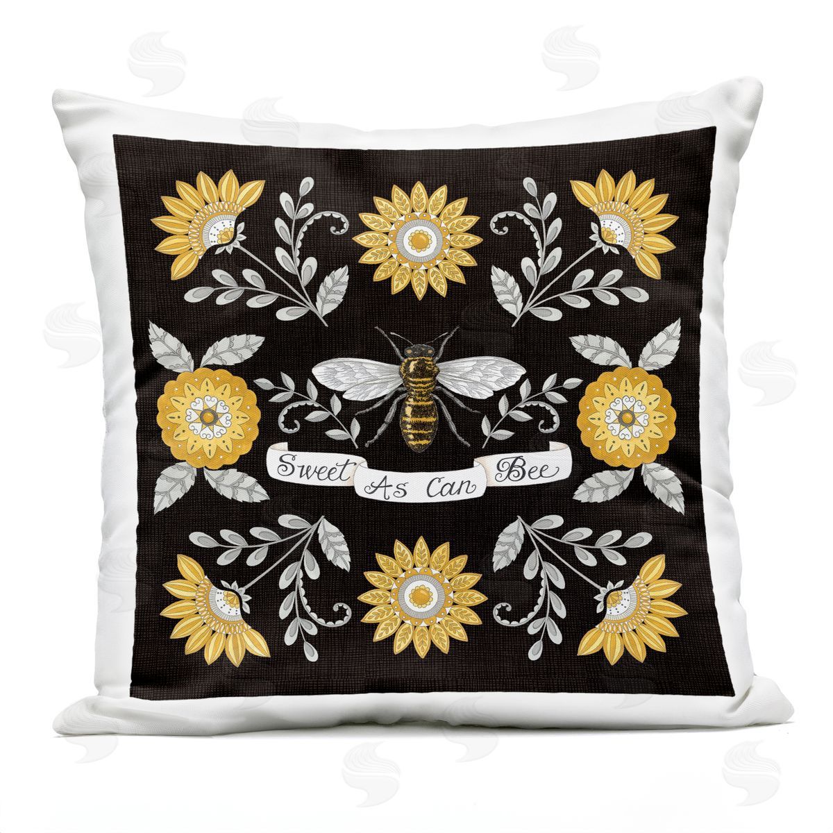 Sweet As Can Bee Vintage Boho Floral Pattern Outdoor Printed Pillow, Home Decor by Deb Strain