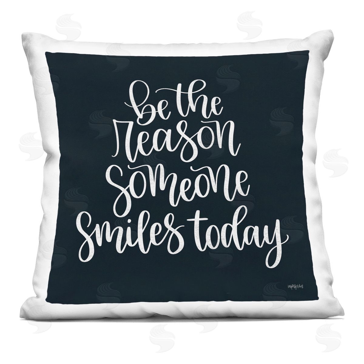 Uplifting Smile Calligraphy Black Background Decorative Printed Pillow, Home Decor by Imperfect Dust