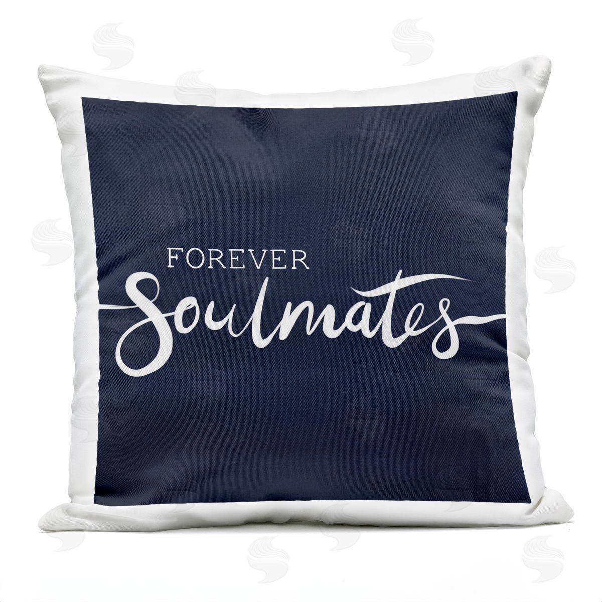 Forever Soulmates Romantic Navy Blue Calligraphy Outdoor Printed Pillow, Home Decor by Jo Taylor