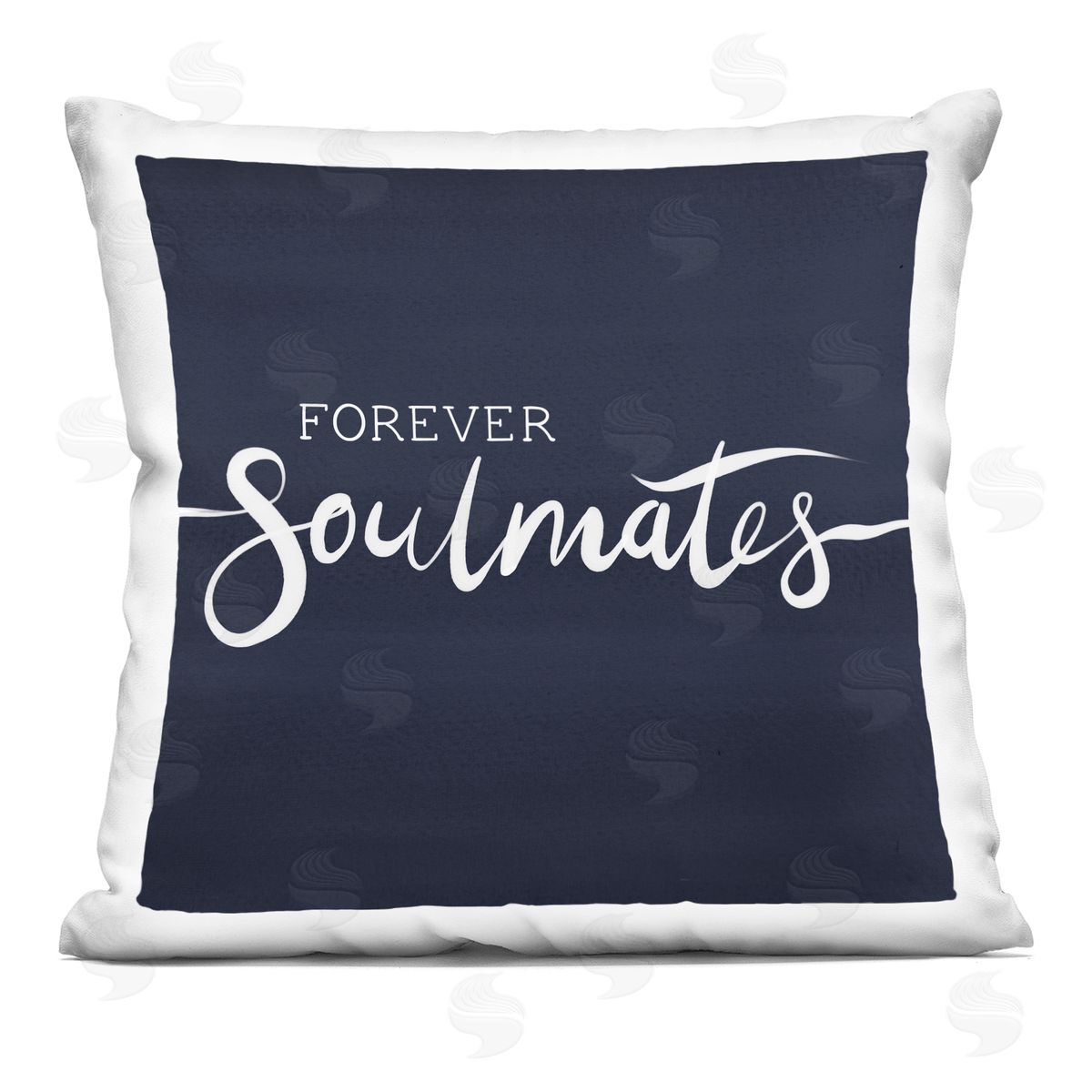 Forever Soulmates Romantic Navy Blue Calligraphy Decorative Printed Pillow, Home Decor by Jo Taylor
