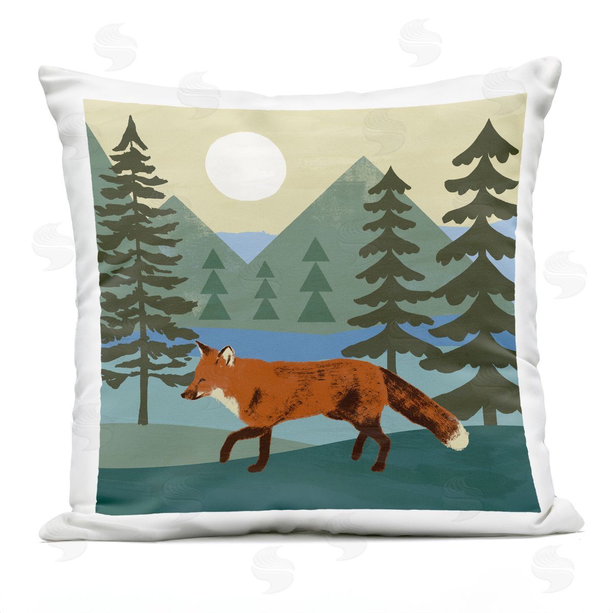 Red Fox Running Through Woodland Nature Outdoor Printed Pillow, Home Decor by Victoria Barnes