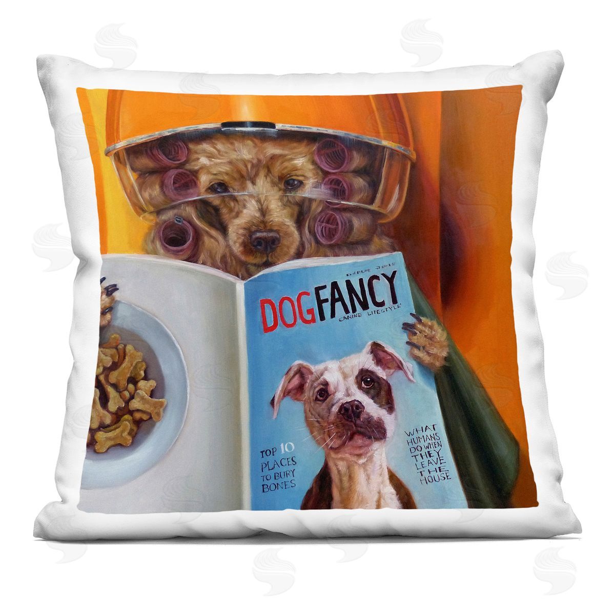 Glam Salon Dog Perm Fashion Hairstyle Magazine Decorative Printed Pillow, Home Decor by Lucia Heffernan
