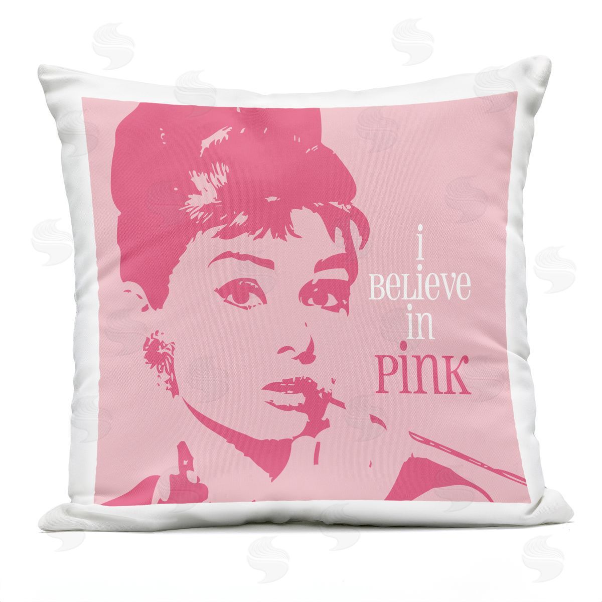 Pink Audrey Hepburn Pop Style Actress Outdoor Printed Pillow, Home Decor by Amy Brinkman
