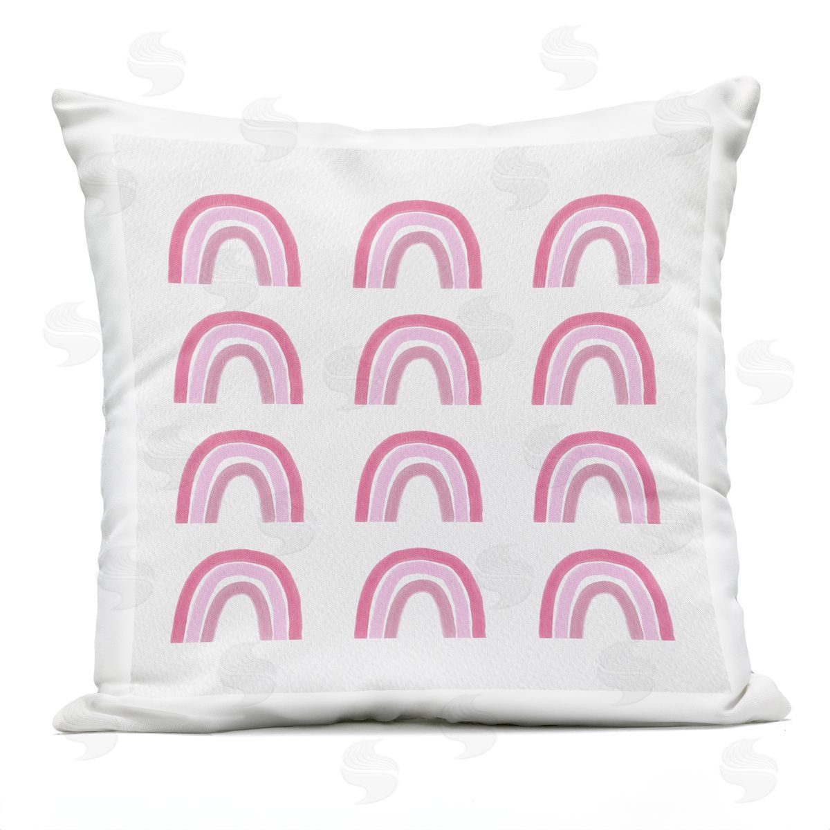 Pink Stripes Rainbow Arch Shapes Pattern Outdoor Printed Pillow, Home Decor by Amy Brinkman