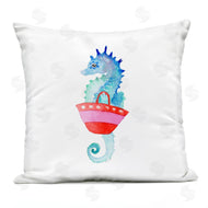 Lanie Loreth | Blue Seahorse Carrying Red Beach Bag