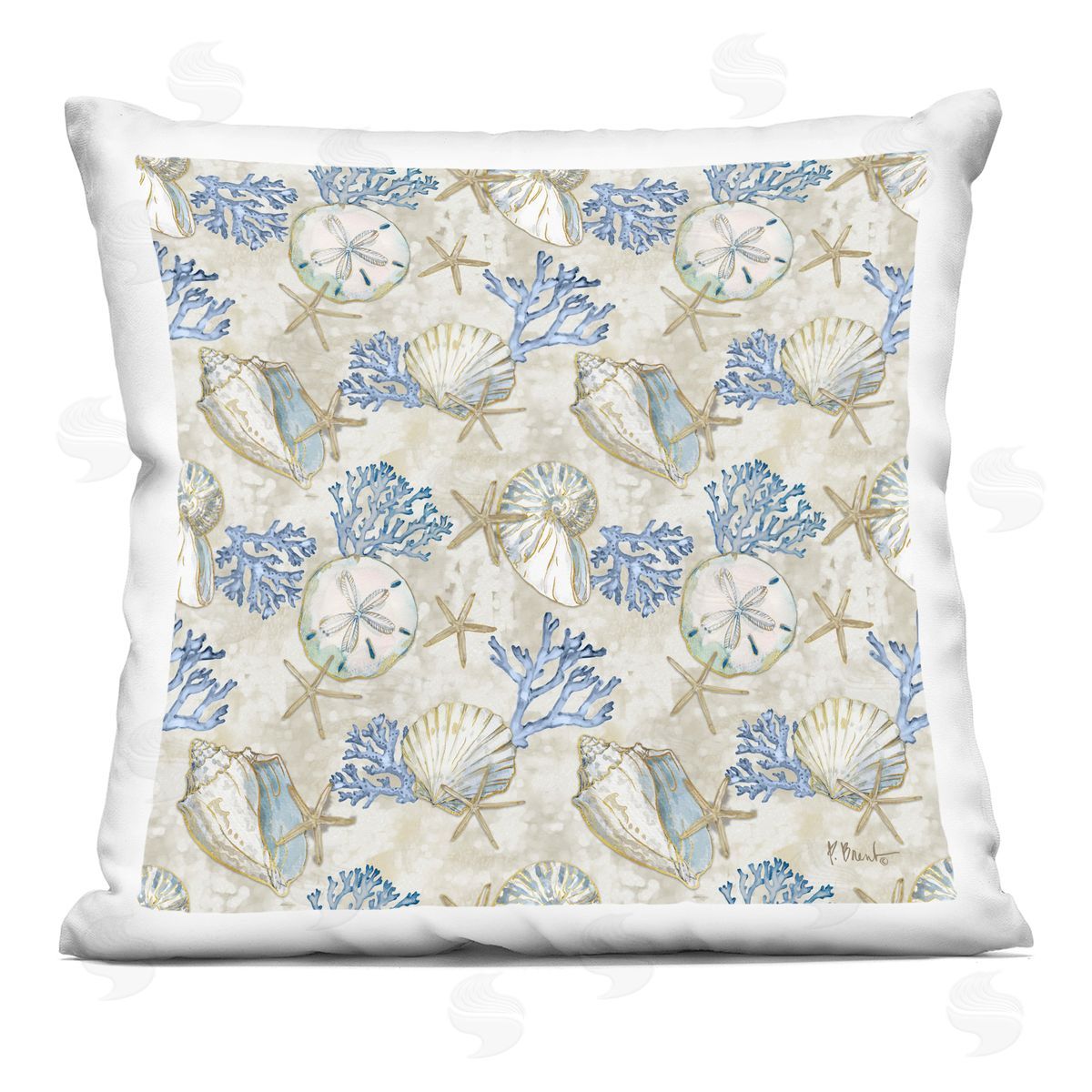 Aquatic Sea Life Pattern Decorative Printed Pillow, Home Decor by Paul Brent
