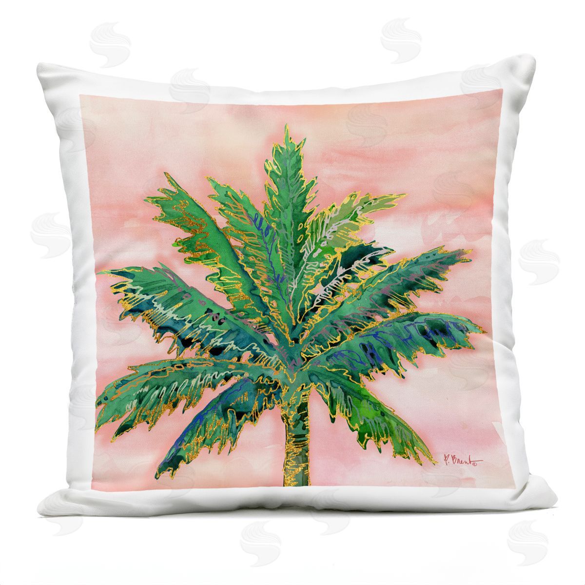 Tropical Sunrise Palm Tree Outdoor Printed Pillow, Home Decor by Paul Brent