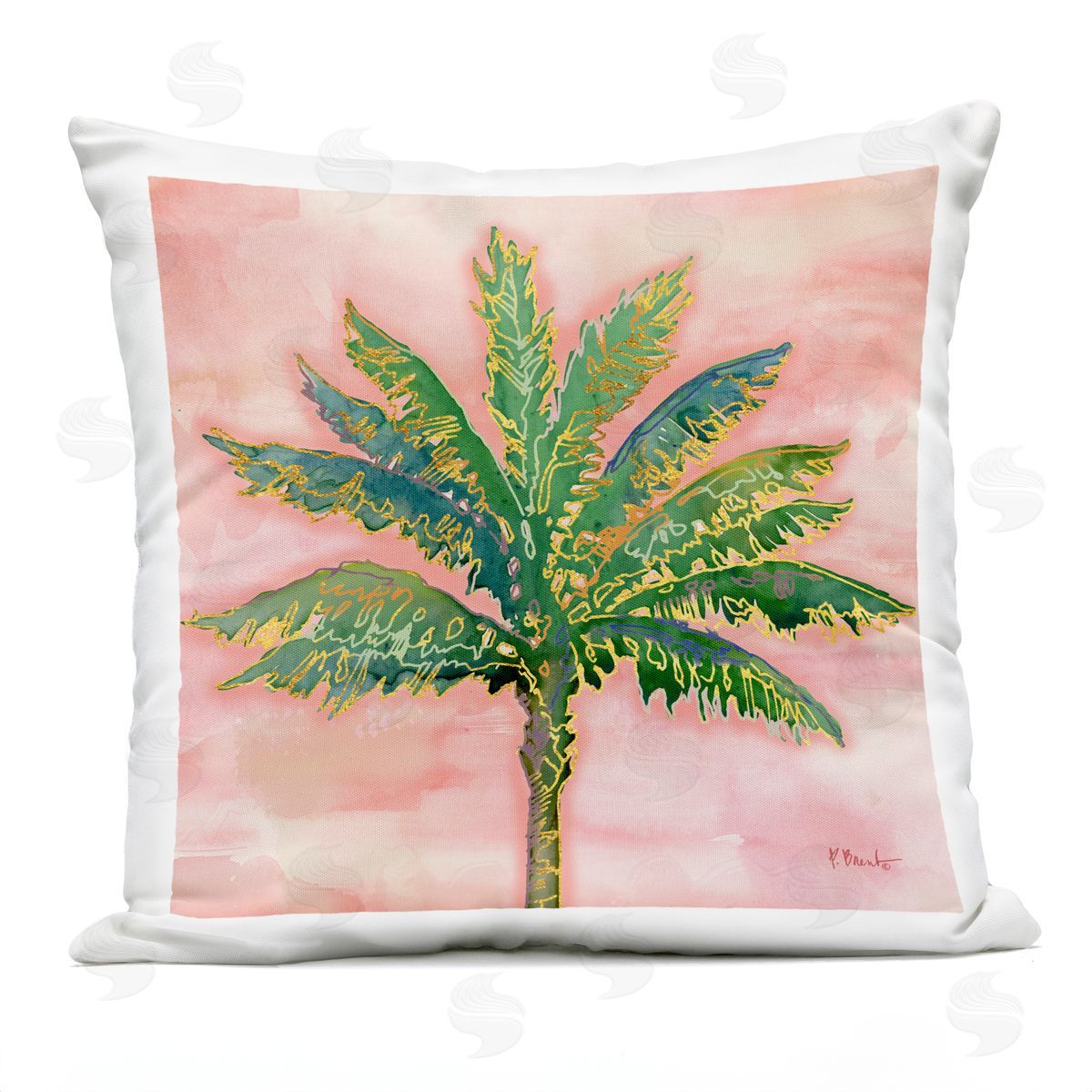 Palm Tree Summer Sunset Outdoor Printed Pillow, Home Decor by Paul Brent