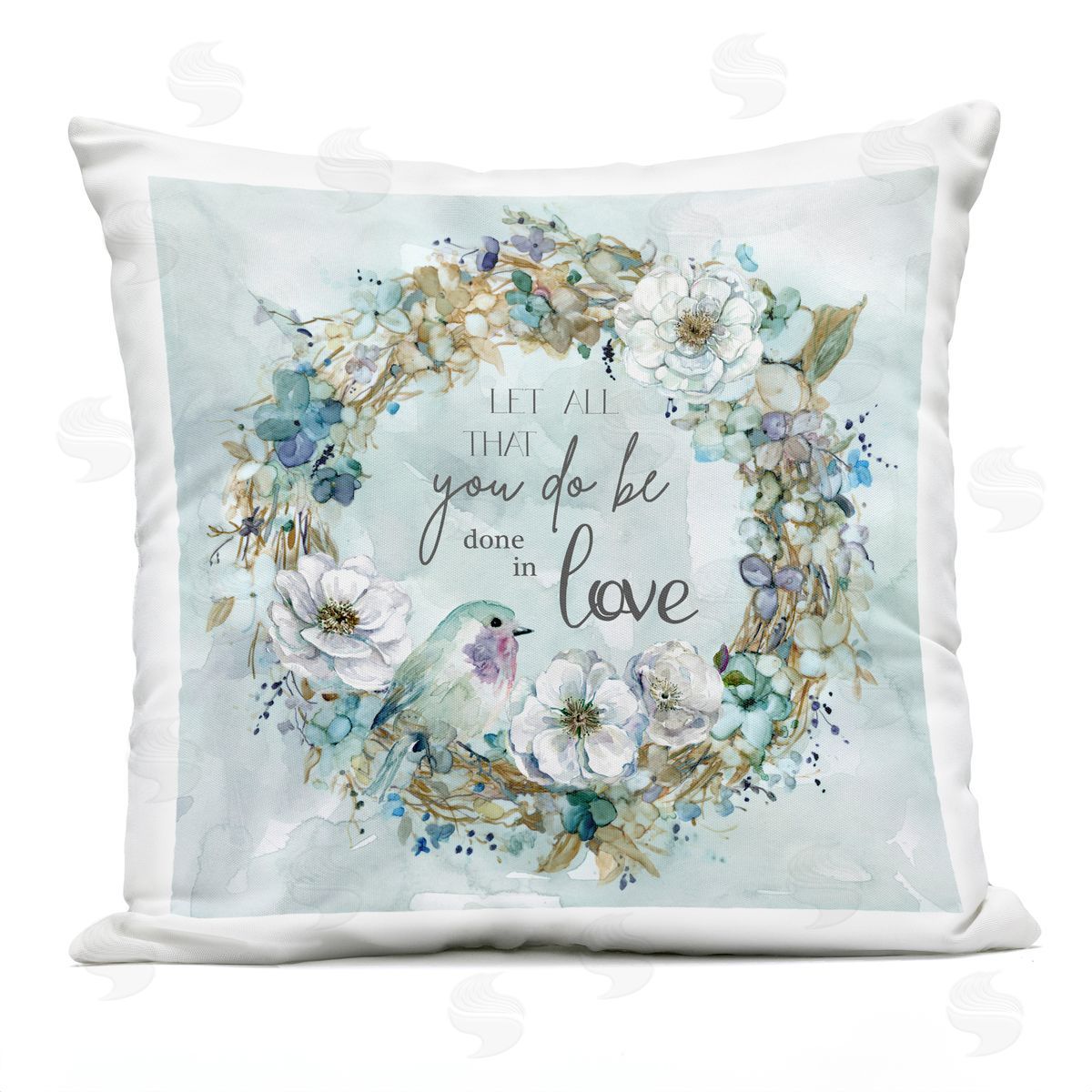 All You Do Done In Love Wreath Outdoor Printed Pillow, Home Decor by Carol Robinson