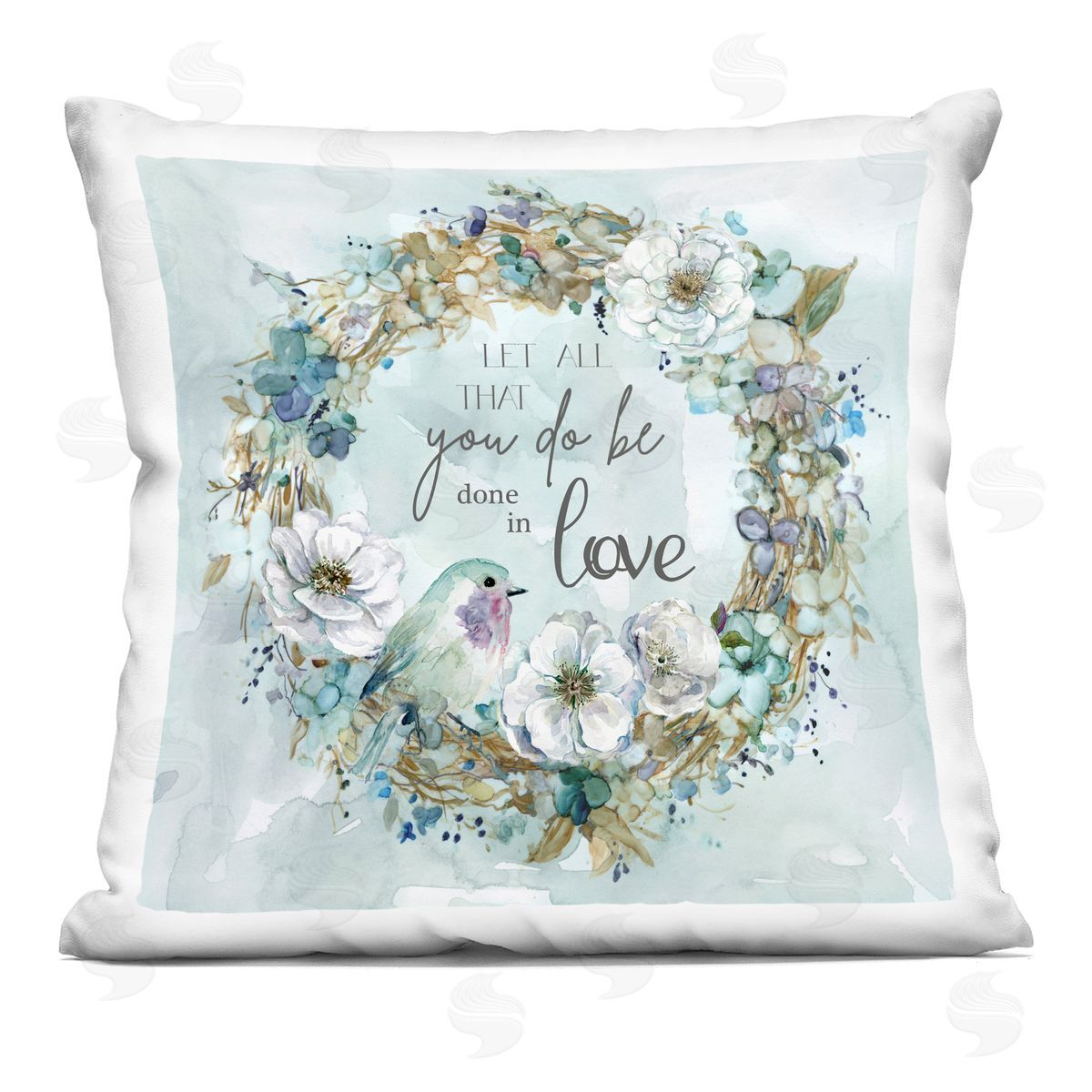 All You Do Done In Love Wreath Decorative Printed Pillow, Home Decor by Carol Robinson