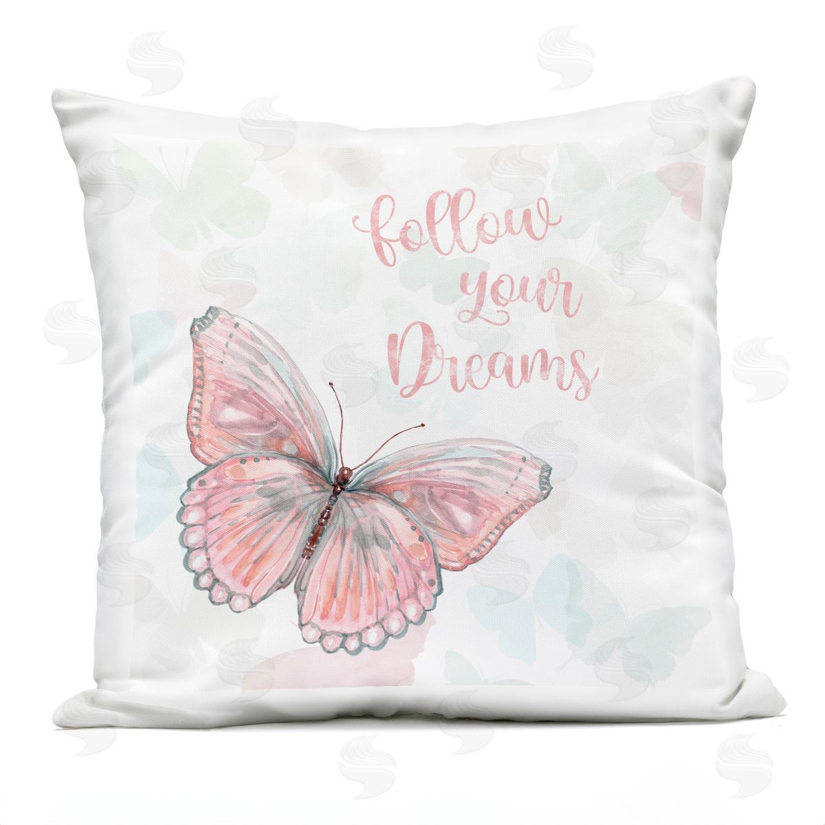 Follow Your Dreams Pink Butterfly Outdoor Printed Pillow, Home Decor by Carol Robinson