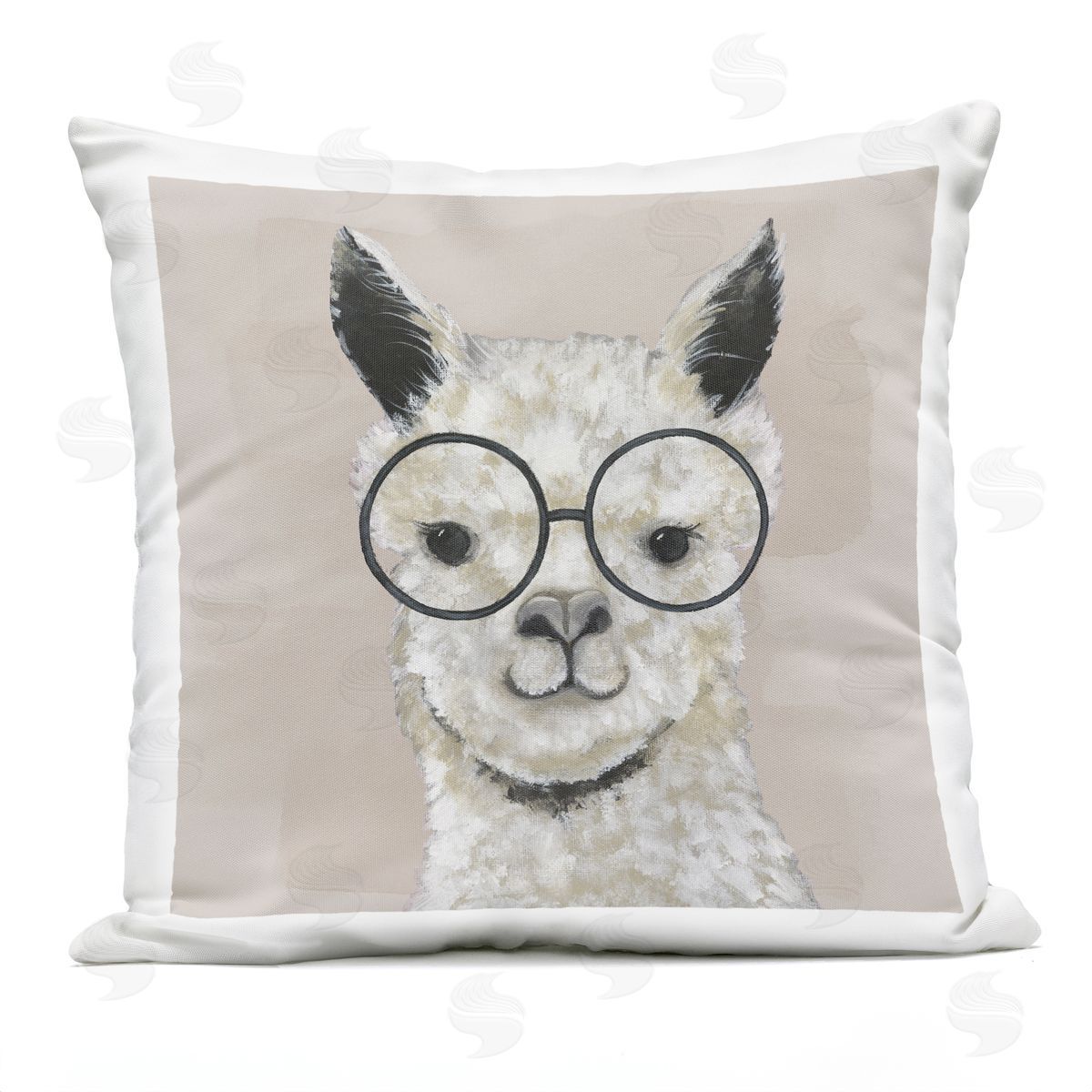 Smiling Farm Alpaca Glasses Outdoor Printed Pillow, Home Decor by Tava Studios