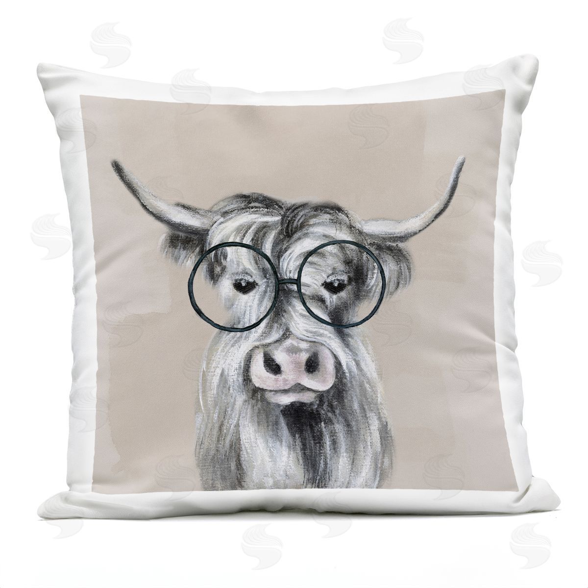 Farm Animal Cattle Glasses Outdoor Printed Pillow, Home Decor by Tava Studios