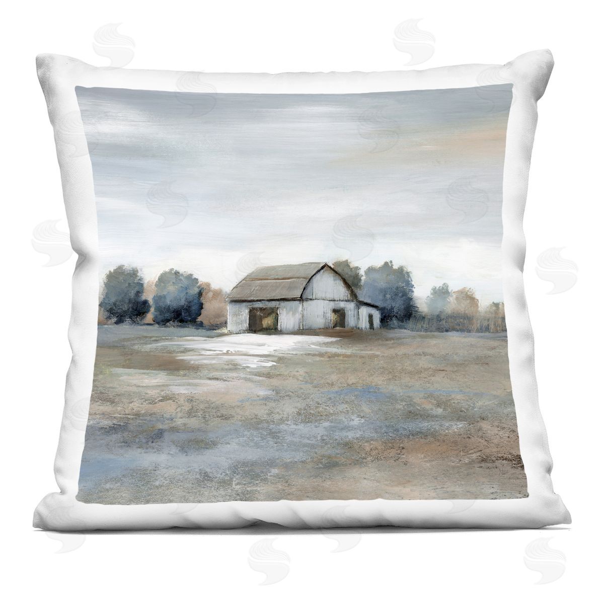 Countryside Nature Field Barn Decorative Printed Pillow, Home Decor by Nan