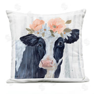 Annie Warren | Pink Floral Farm Cow Portrait