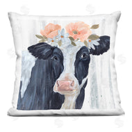 Annie Warren | Pink Floral Farm Cow Portrait