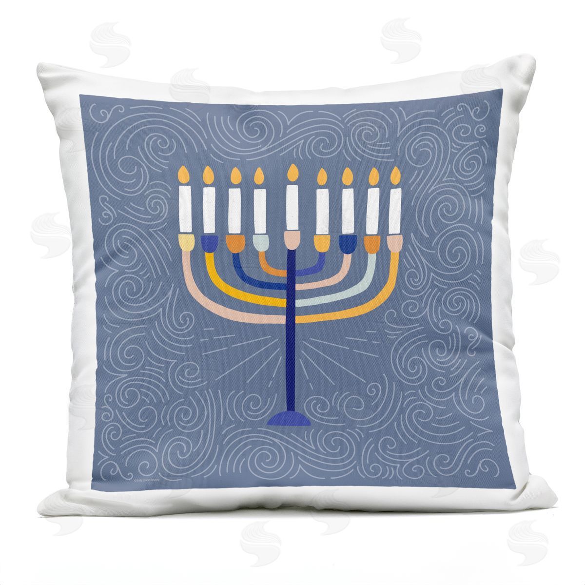 Intricate Hanukkah Menorah Pattern Outdoor Printed Pillow, Home Decor by Lady Louise Designs
