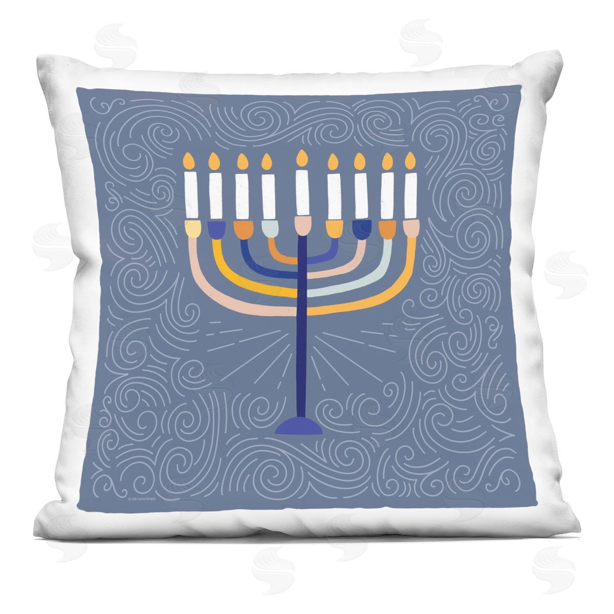 Intricate Hanukkah Menorah Pattern Decorative Printed Pillow, Home Decor by Lady Louise Designs