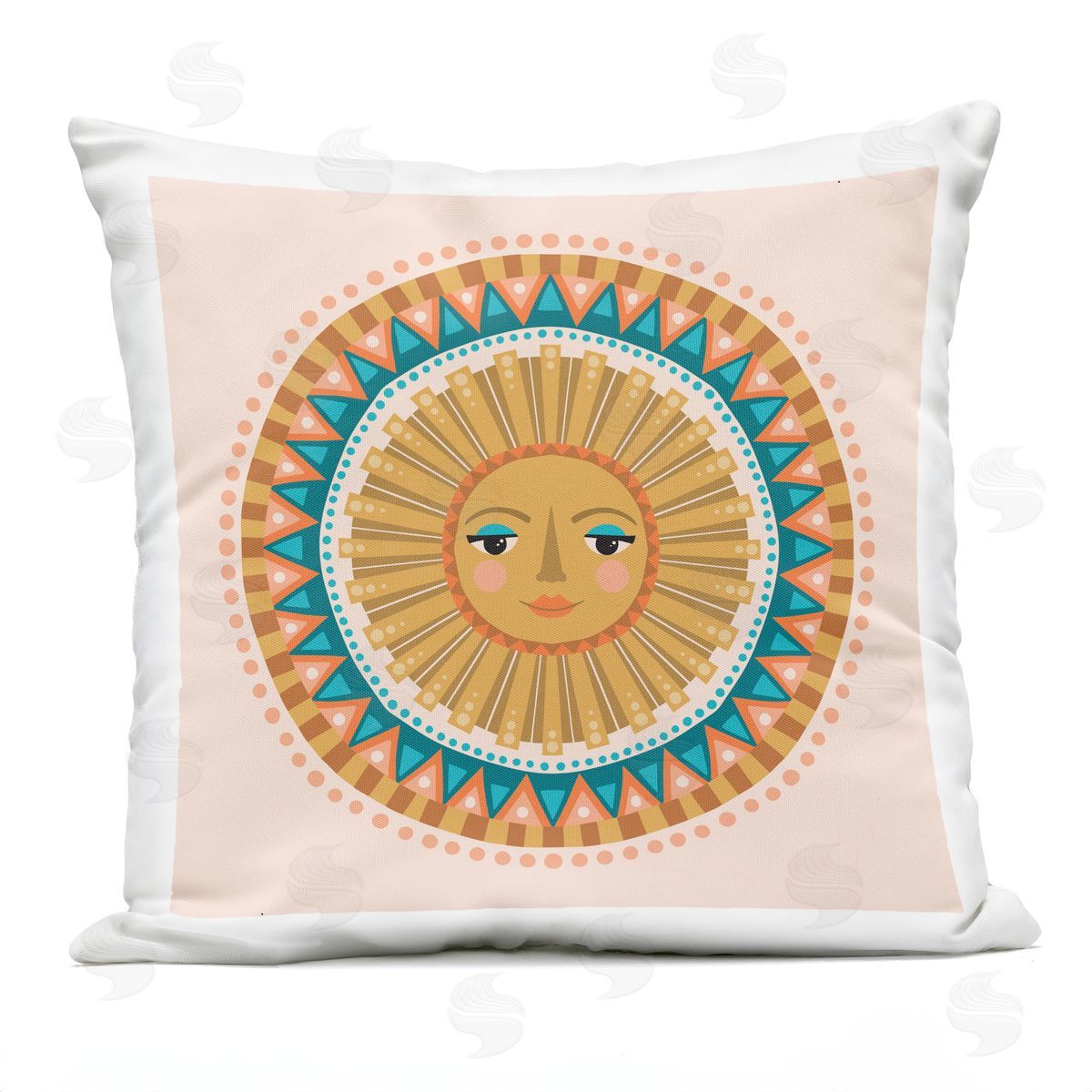Boho Sun Mandala Pattern Outdoor Printed Pillow, Home Decor by Caroline Alfreds