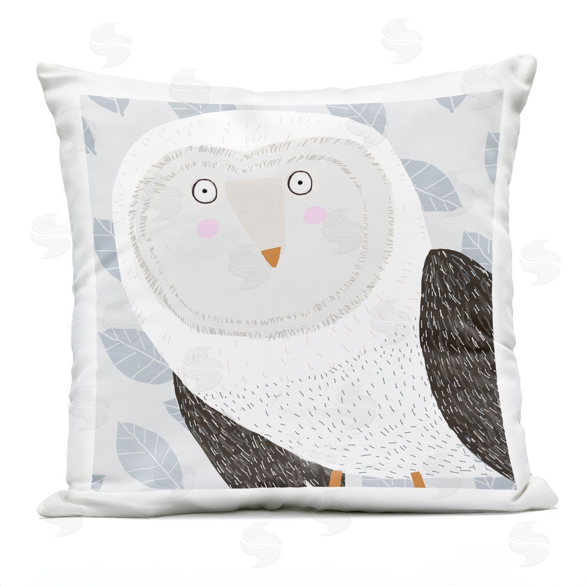 Whimsical Leaf Pattern Owl Outdoor Printed Pillow, Home Decor by Carla Daly