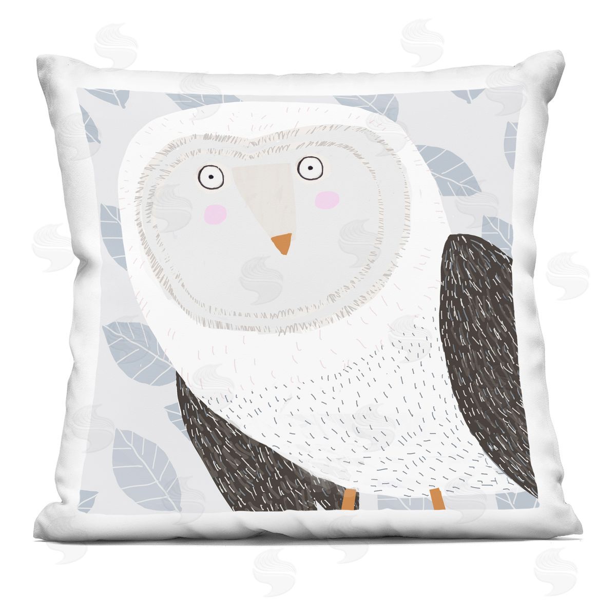 Whimsical Leaf Pattern Owl Decorative Printed Pillow, Home Decor by Carla Daly