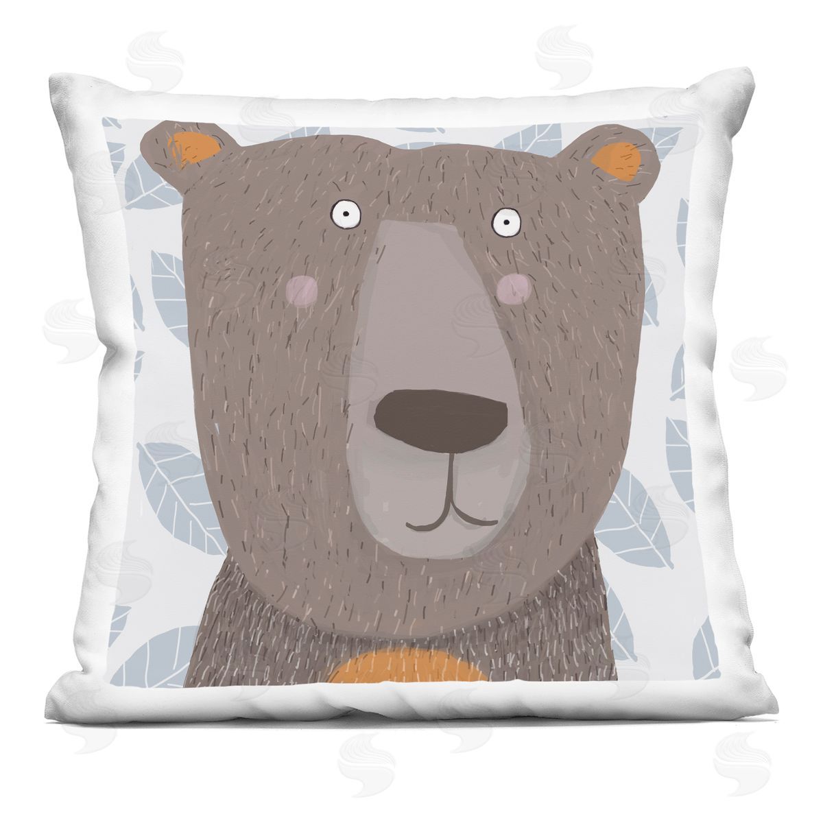Happy Bear Wildlife Pattern Decorative Printed Pillow, Home Decor by Carla Daly