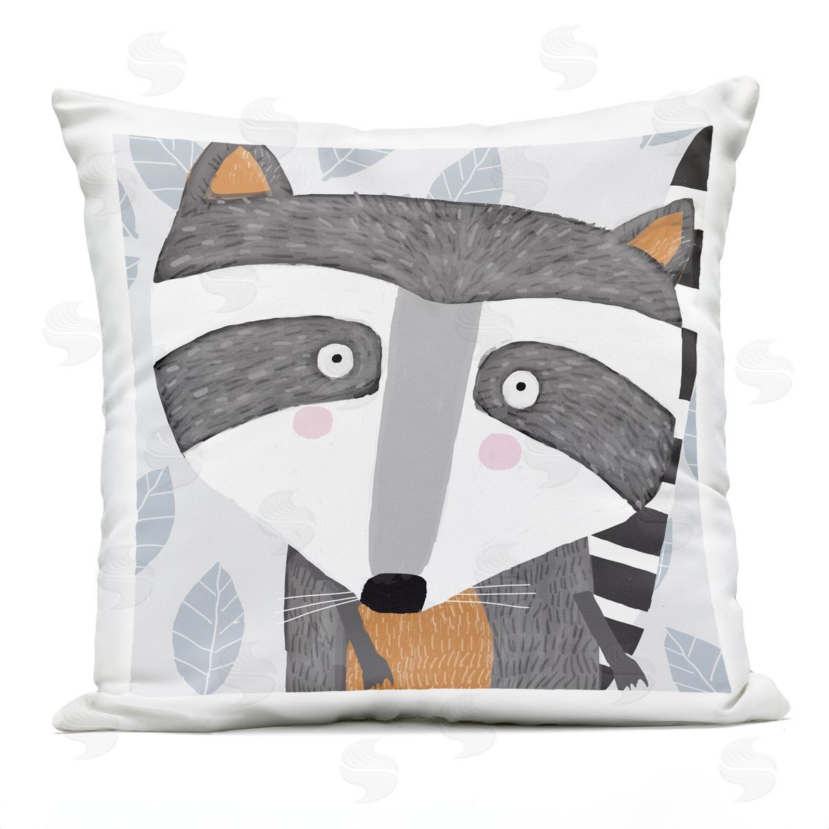 Fun Raccoon Leaf Pattern Outdoor Printed Pillow, Home Decor by Carla Daly