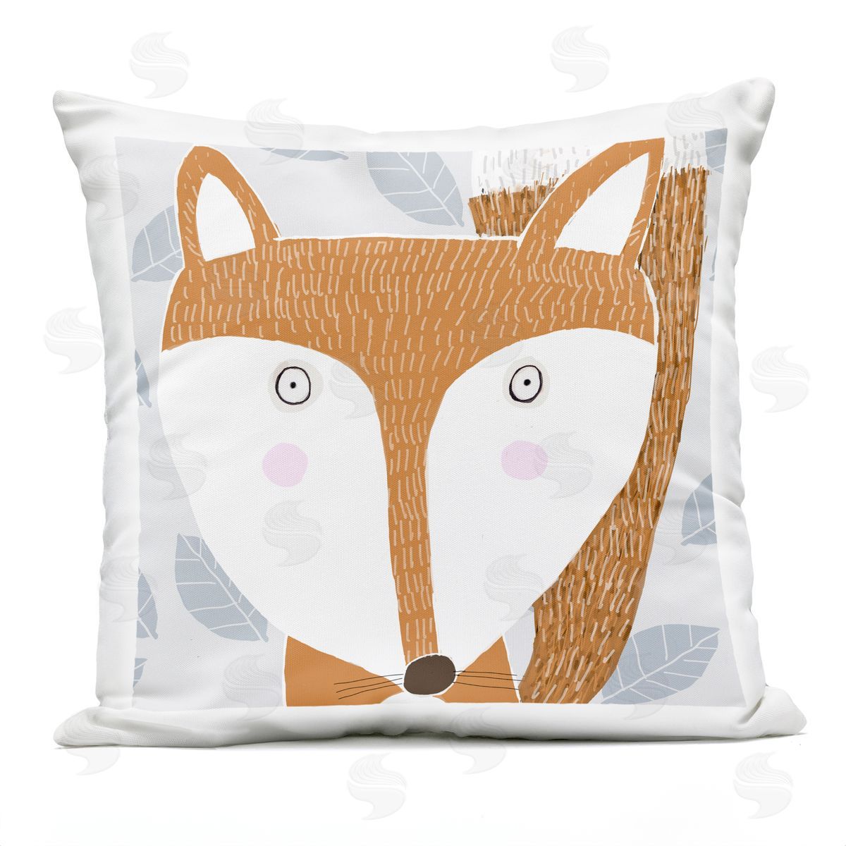 Orange Fox Wildlife Pattern Outdoor Printed Pillow, Home Decor by Carla Daly
