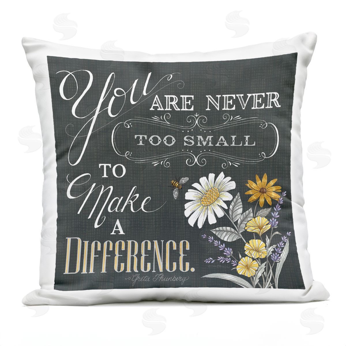 Never Too Small To Make A Difference Phrase Outdoor Printed Pillow, Home Decor by Deb Strain