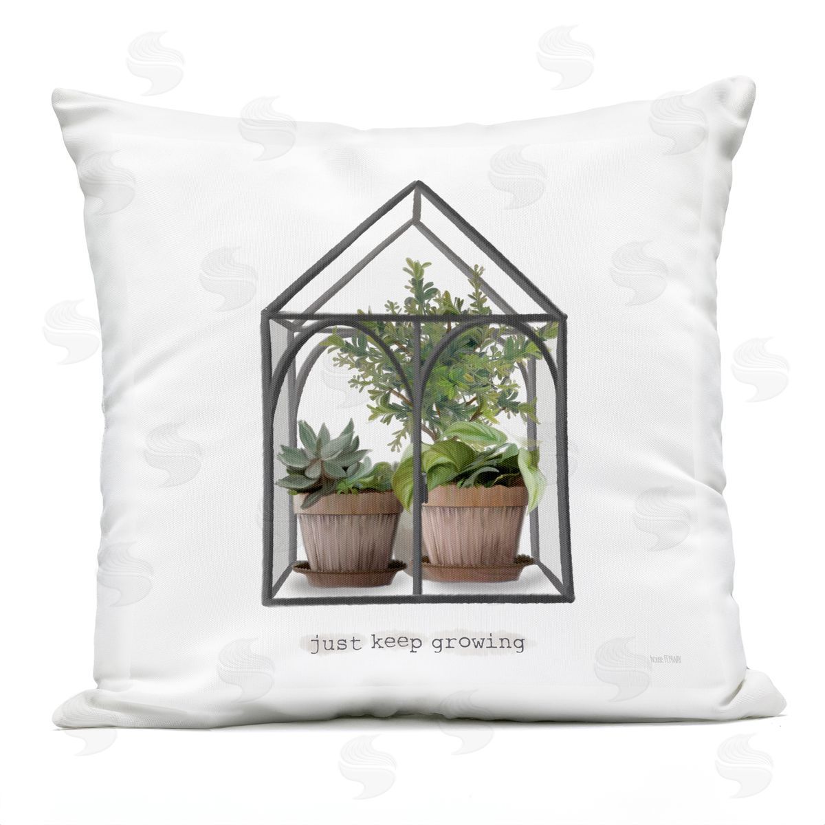 Just Keep Growing Greenhouse Outdoor Printed Pillow, Home Decor by House Fenway