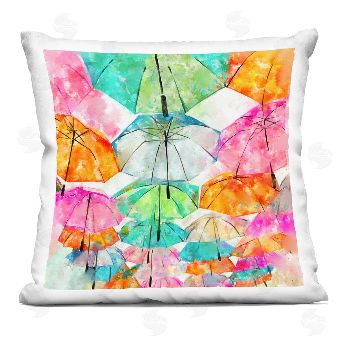 Modern Bold Umbrellas Overhead Decorative Printed Pillow, Home Decor by Ziwei Li