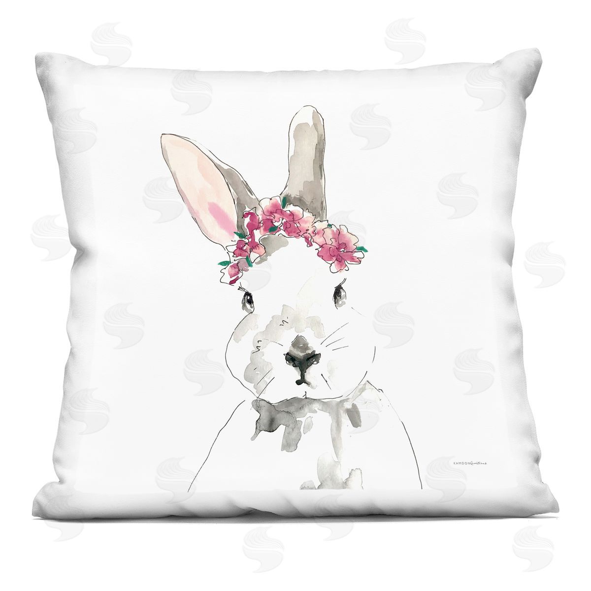 Floral Crown Rabbit Bunny Decorative Printed Pillow, Home Decor by Kamdon Kreations
