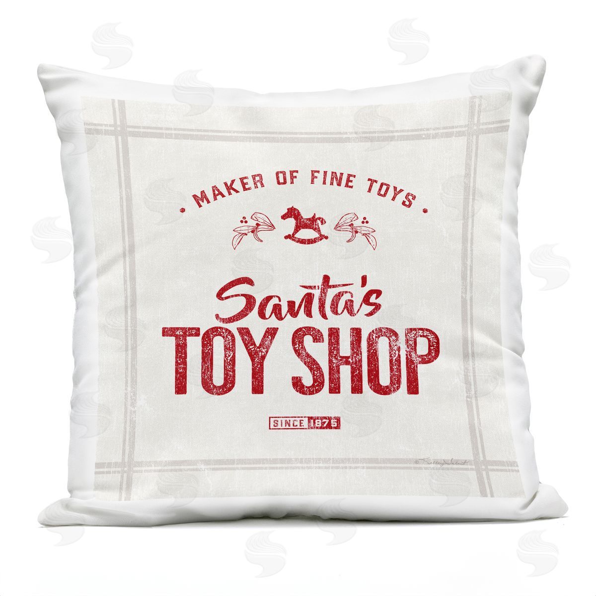 Santa's Toy Shop Vintage Outdoor Printed Pillow, Home Decor by Kelley Talent