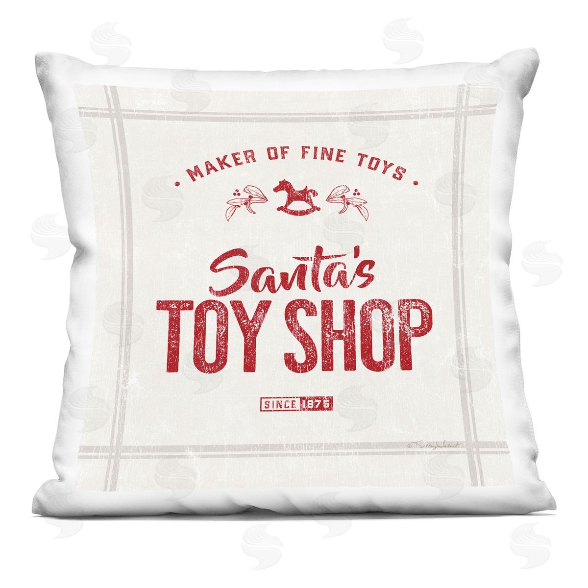 Santa's Toy Shop Vintage Decorative Printed Pillow, Home Decor by Kelley Talent