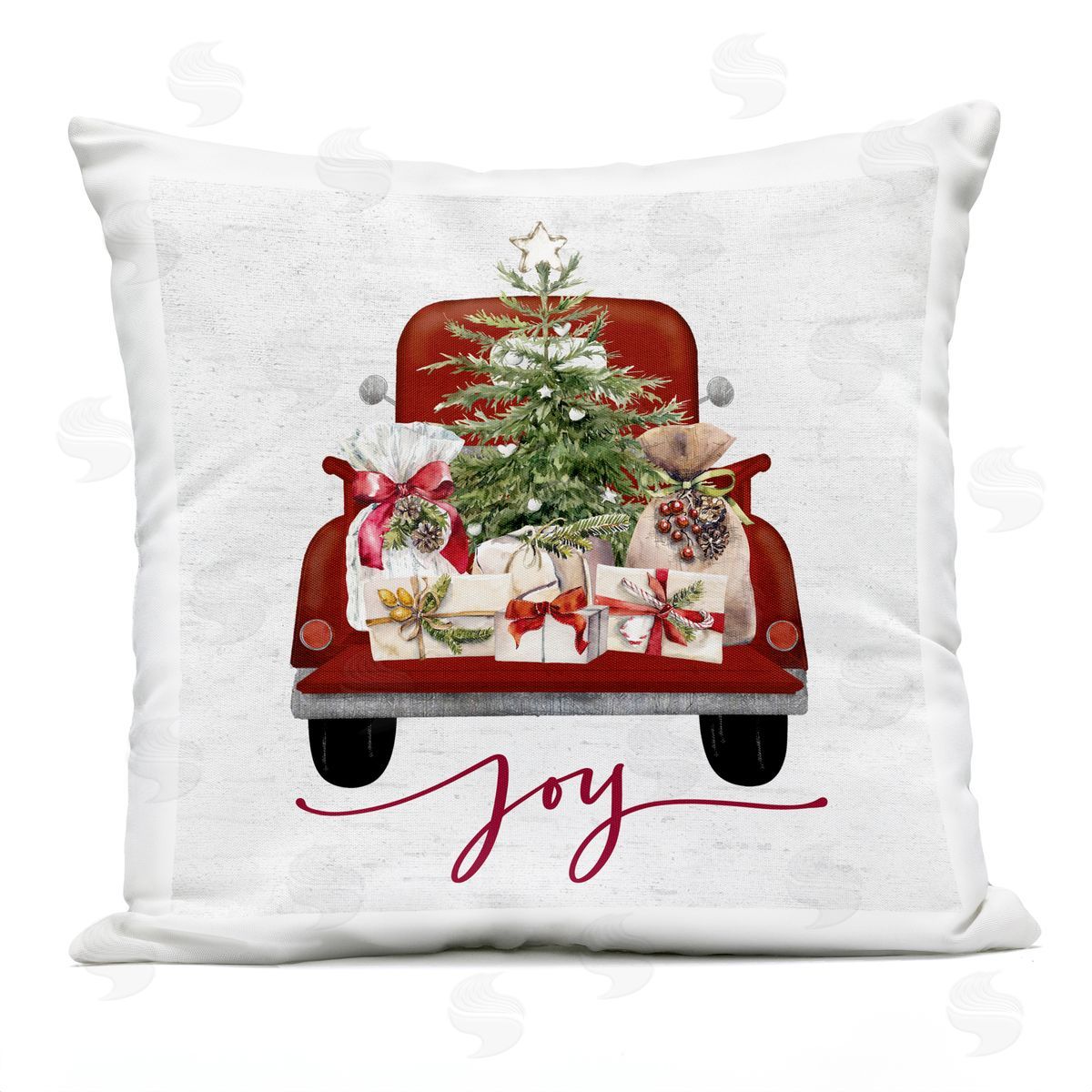 Joy Holiday Car Presents Outdoor Printed Pillow, Home Decor by Lettered and Lined