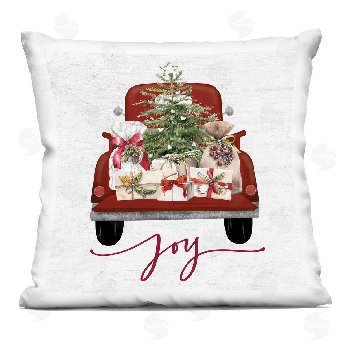 Joy Holiday Car Presents Decorative Printed Pillow, Home Decor by Lettered and Lined