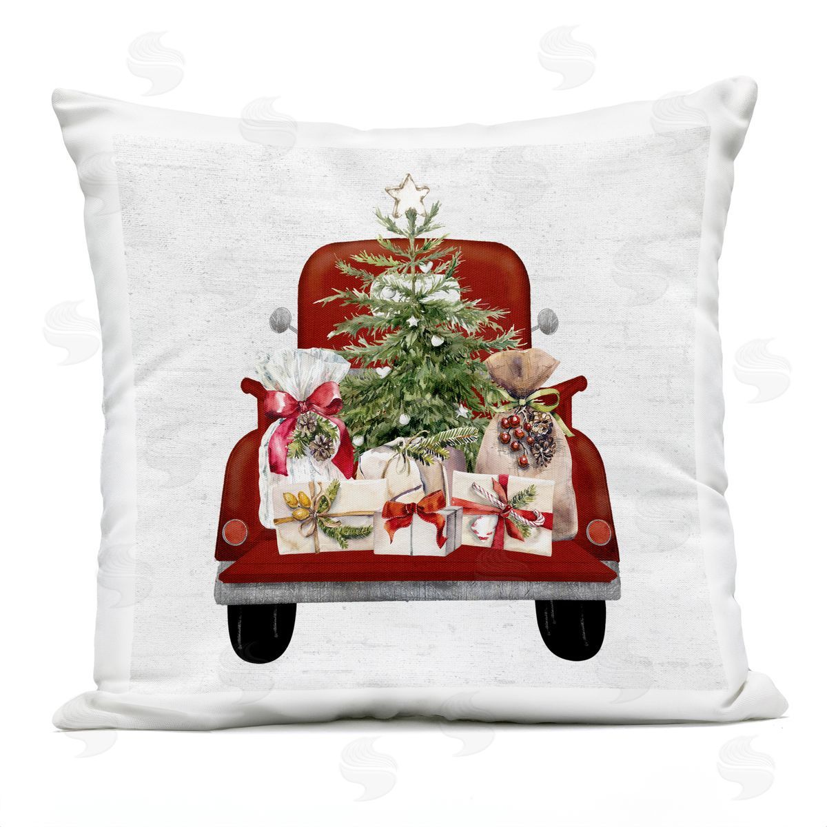 Holiday Christmas Tree Gifts Outdoor Printed Pillow, Home Decor by Lettered and Lined