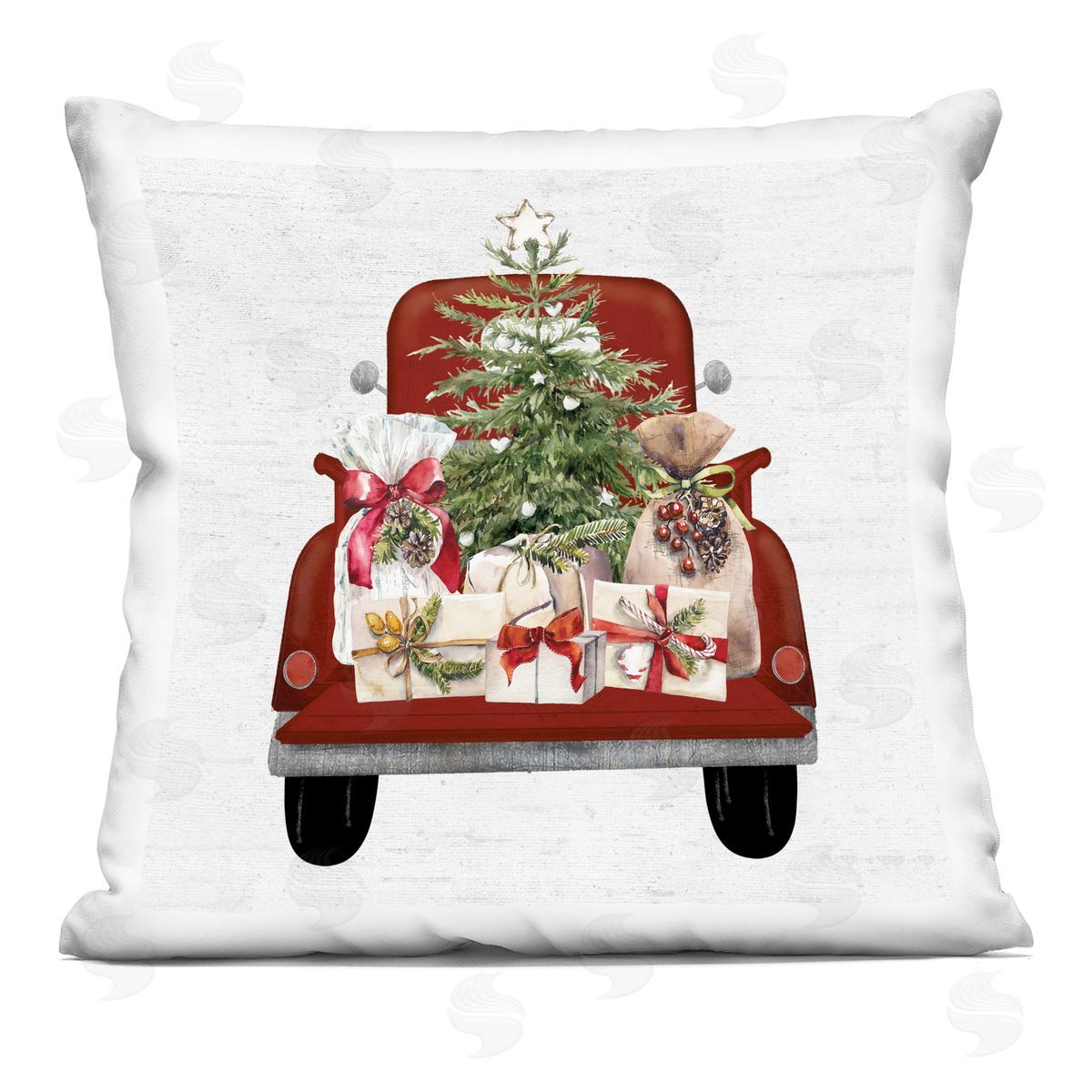 Holiday Christmas Tree Gifts Decorative Printed Pillow, Home Decor by Lettered and Lined