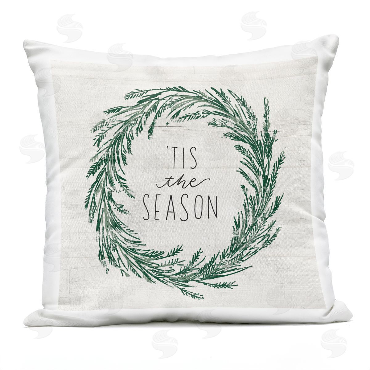 Tis The Season Wreath Outdoor Printed Pillow, Home Decor by Loni Harris