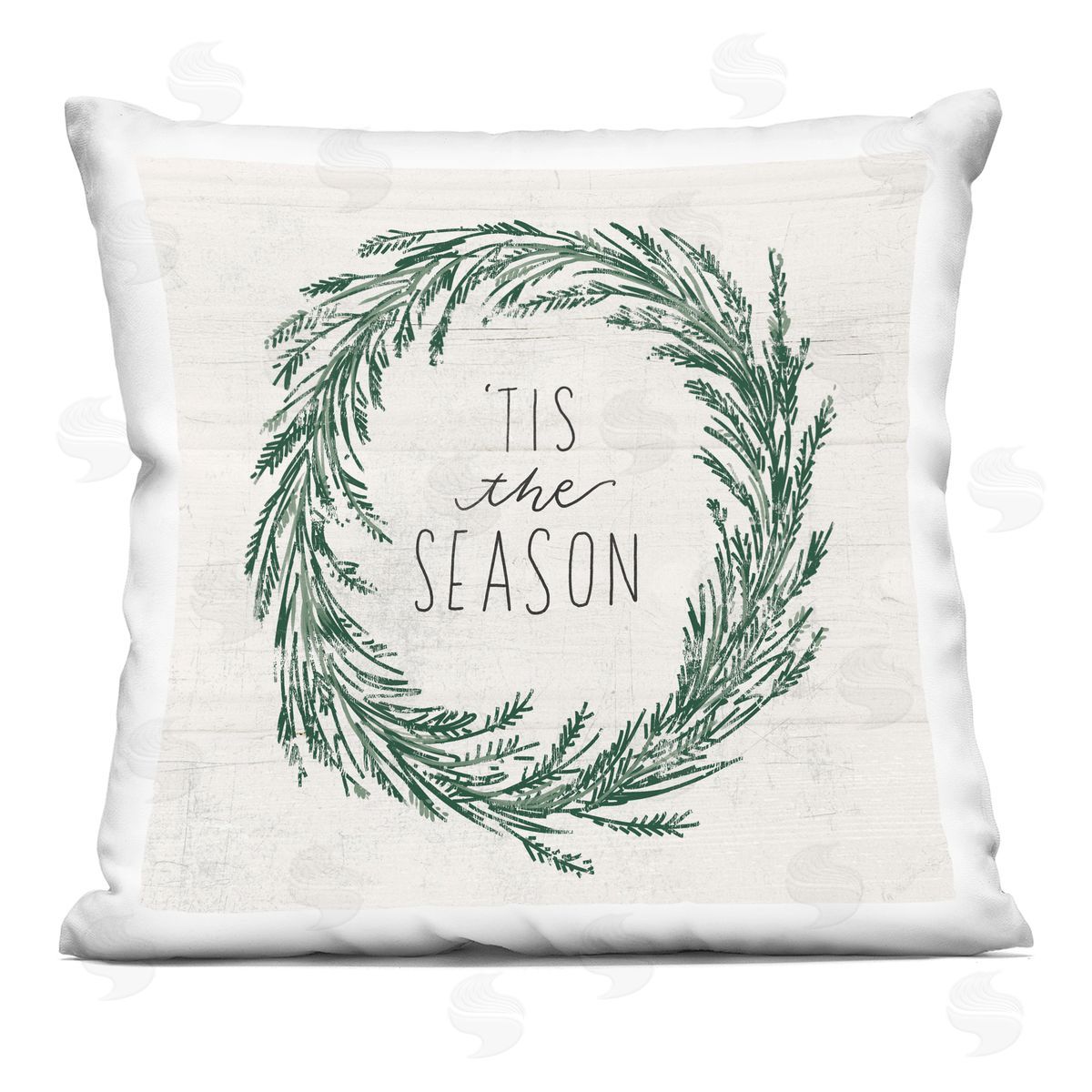 Tis The Season Wreath Decorative Printed Pillow, Home Decor by Loni Harris