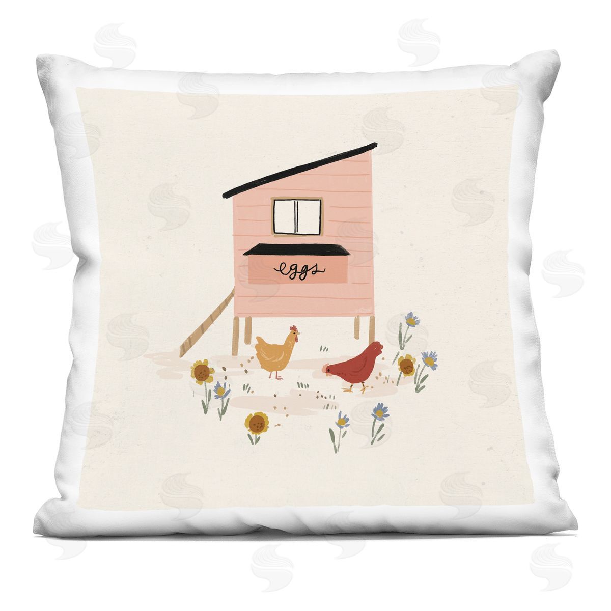 Farm Hen Country Coop Decorative Printed Pillow, Home Decor by Loni Harris