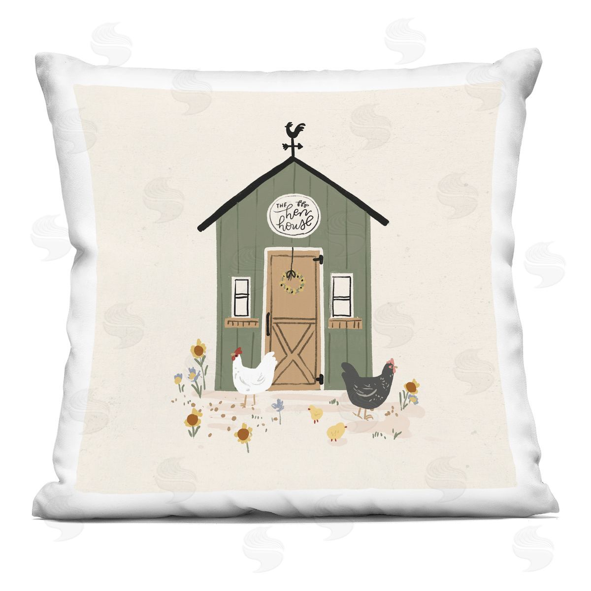 Hen House Rural Coop Decorative Printed Pillow, Home Decor by Loni Harris