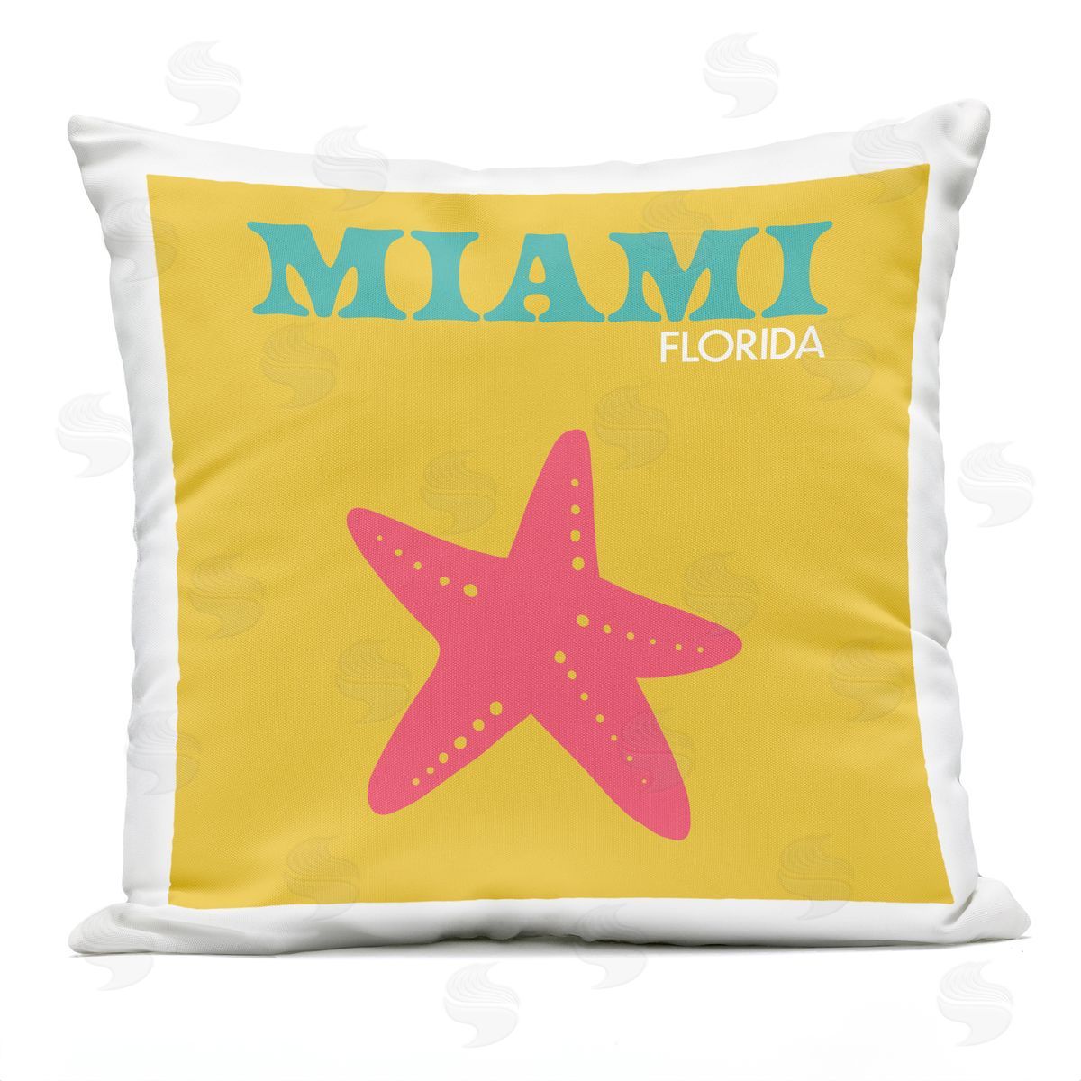 Miami Florida Summer Starfish Outdoor Printed Pillow, Home Decor by The Saturday Evening Post
