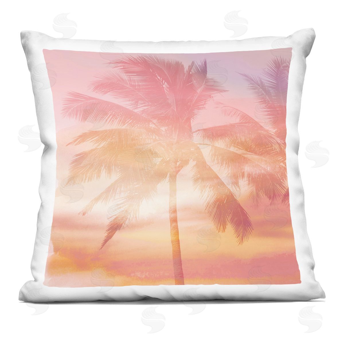 Summer Sunset Palm Trees Decorative Printed Pillow, Home Decor by Mia Jensen