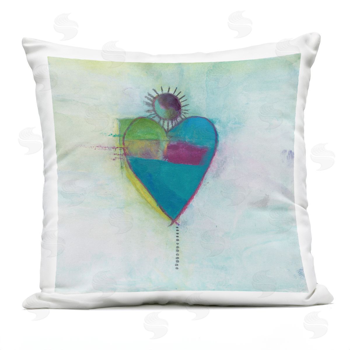 Heart Sun Rays Shapes Outdoor Printed Pillow, Home Decor by Michelle Oppenheimer
