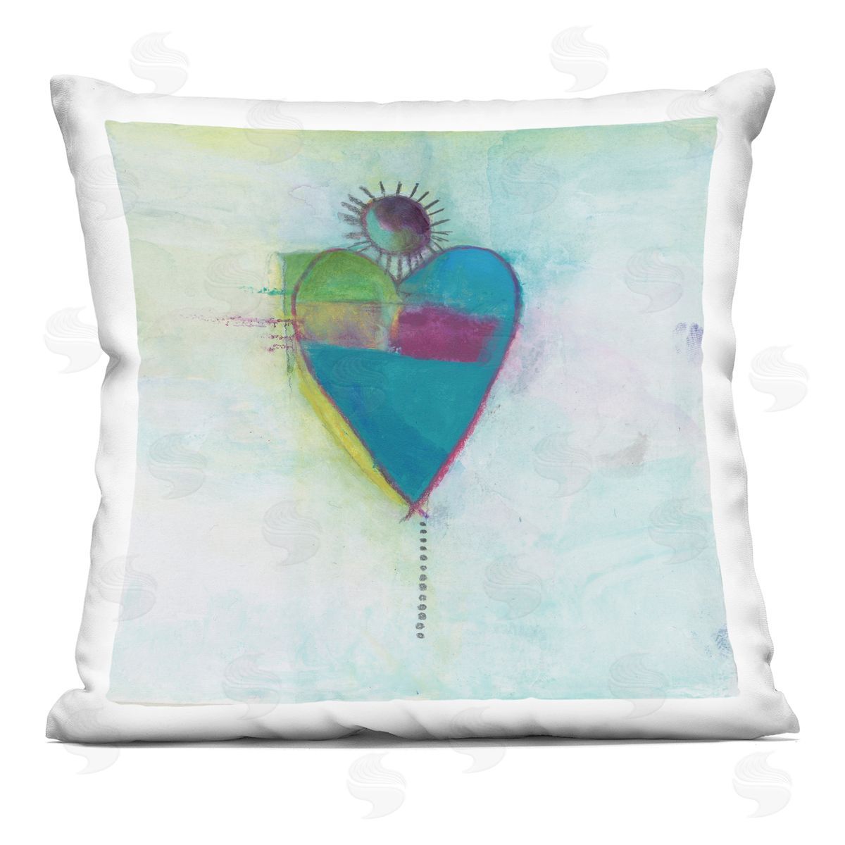 Heart Sun Rays Shapes Decorative Printed Pillow, Home Decor by Michelle Oppenheimer