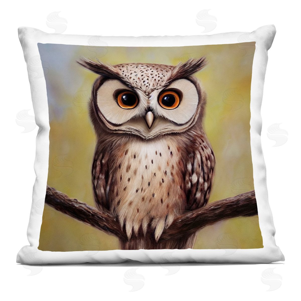 Detailed Owl Perched Nature Decorative Printed Pillow, Home Decor by Alpenglow Workshop