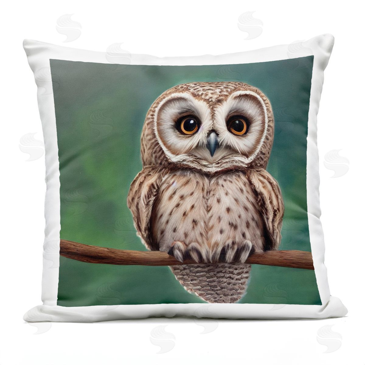 Owl Gazing Perched Branch Outdoor Printed Pillow, Home Decor by Alpenglow Workshop