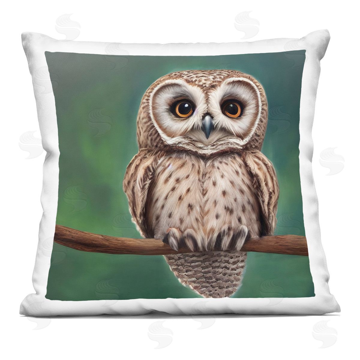 Owl Gazing Perched Branch Decorative Printed Pillow, Home Decor by Alpenglow Workshop